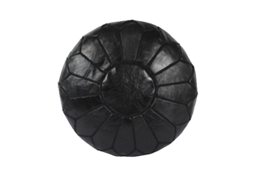 Moroccan Black Leather Pouf – Mexico