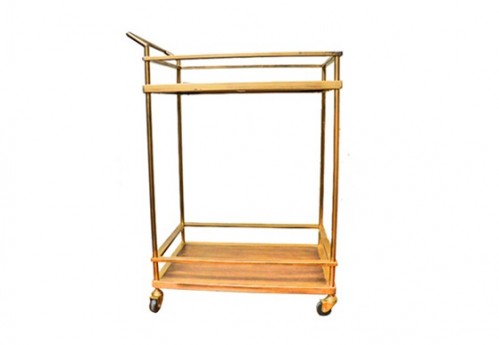 Bar Cart with Wood Shelf