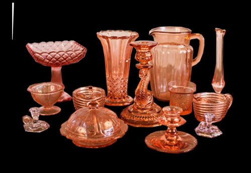 Pink Depression Glass Containers