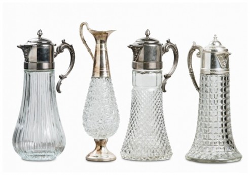 Silver and Crystal Pitchers