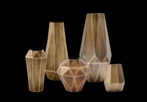 Faceted Brass Vases