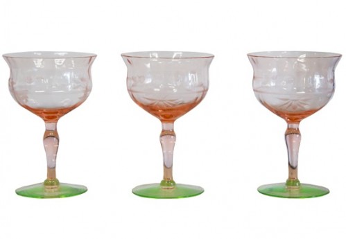 Blush and Green Champagne Coupe