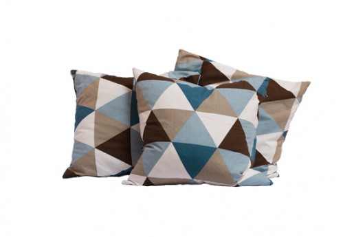 Modern Triangle Print Pillows – Blue