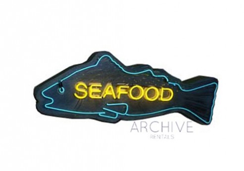 Neon ‘Seafood’ Fish Sign