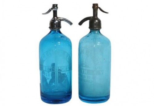 Blue Seltzer Bottles
