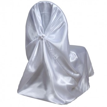 White Universal Satin Chair Cover