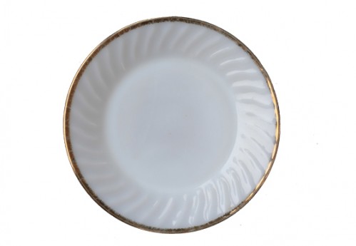 Dinner Plate – Gold Rim Milk Glass Plate