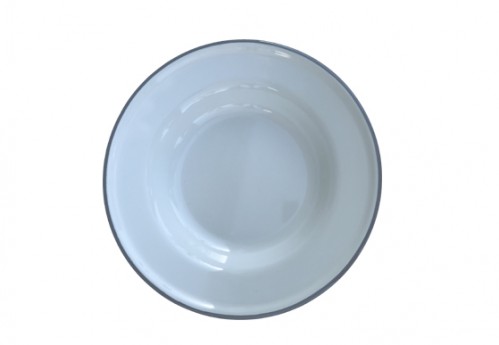 Soup Plate- Enamelware Grey Rim