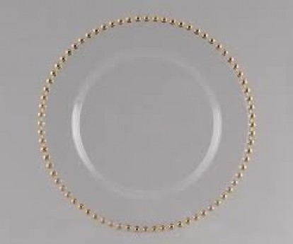 Gold Beaded Glass Charger (clear)