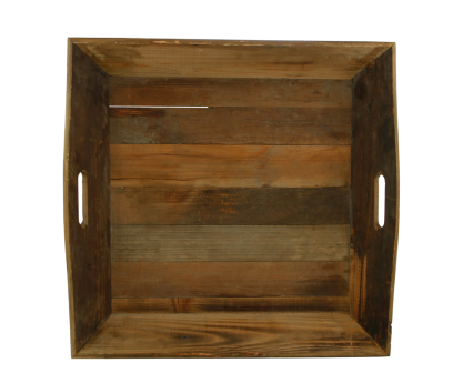 RECLAIMED WOOD HANDLED SQUARE TRAY - SMALL