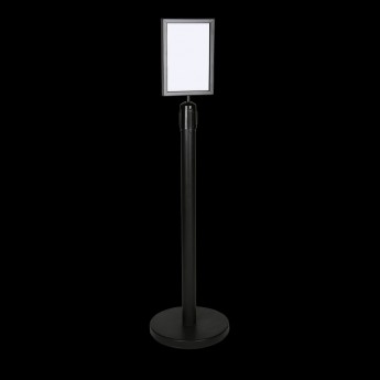 SIGN HOLDER ON BLACK RETRACTABLE STANCHION 12