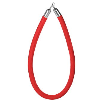 RED VELOUR CHROME STANCHION ROPE 6'