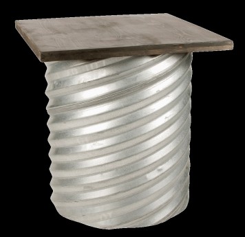 CORRUGATED TABLE W/GREY WOOD TOP 30