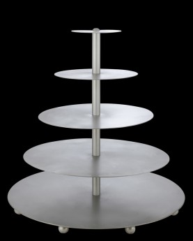 PEWTER ROUND CUPCAKE STAND 5-TIER 22