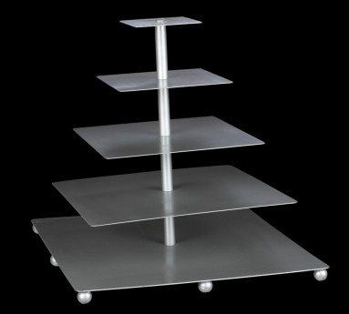 PEWTER SQUARE CUPCAKE STAND 5-TIER 22