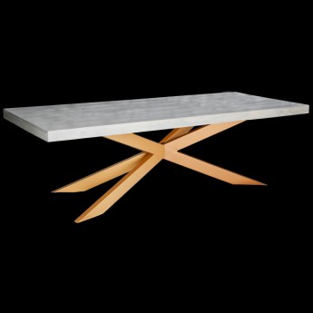 GREY WASH STARBURST TABLE WITH BRASS LEGS 8' X 40