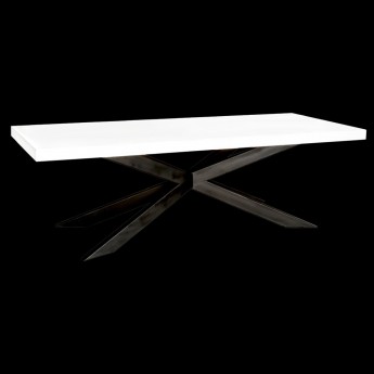 WHITE STARBURST TABLE WITH BLACK LEGS 8' X 40