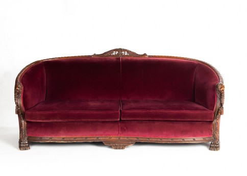 Margaux Velvet Burgandy Sofa