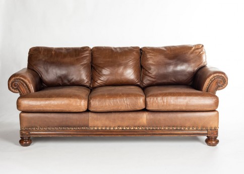 James Leather Brown Sofa