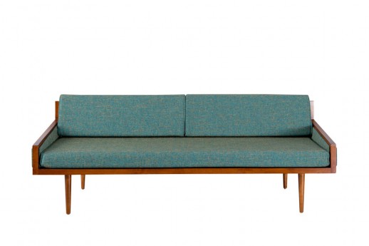Frank Greenish Mid Century Sofa