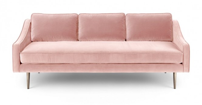 Luch Velvet Blush Mid Century Sofa