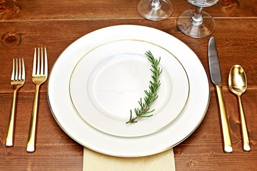 White Plate with Gold Band, Entree