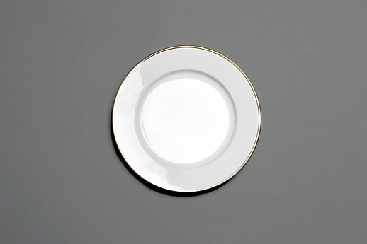 White Plate with Gold Band, Bread, 6.5