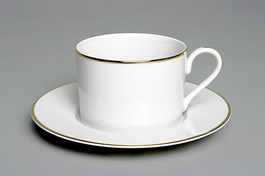 White Cup with Gold Band, Saucer
