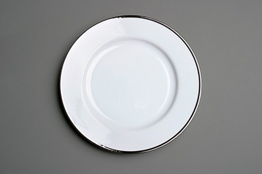 White Plate with Silver Band, Entree, 10.25