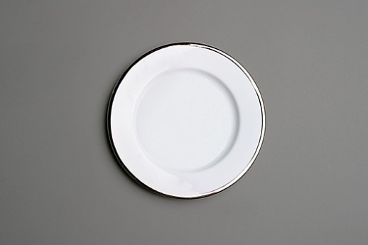 White Plate with Silver Band, Salad/Dessert, 7.5
