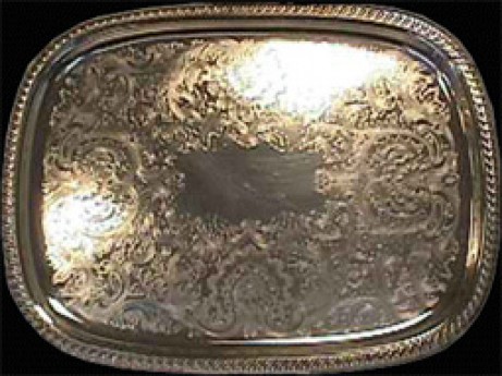Silver Serving Tray, round, 22