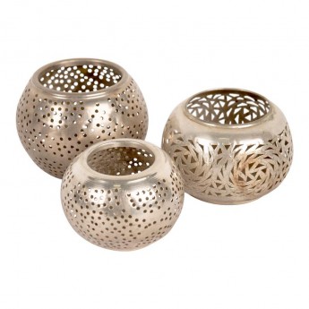ADELA SILVER CANDLE HOLDERS (SET OF 3)