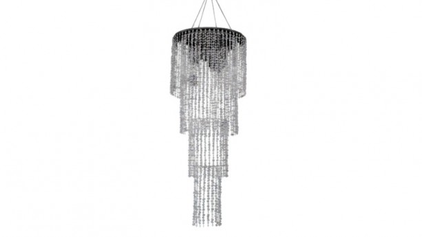 Large 4-Tiered Chandelier with Diamond Cut Beads