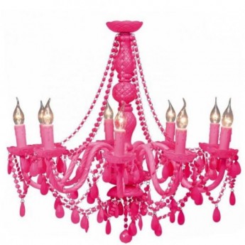 10 Light Pink Chandelier Glass 