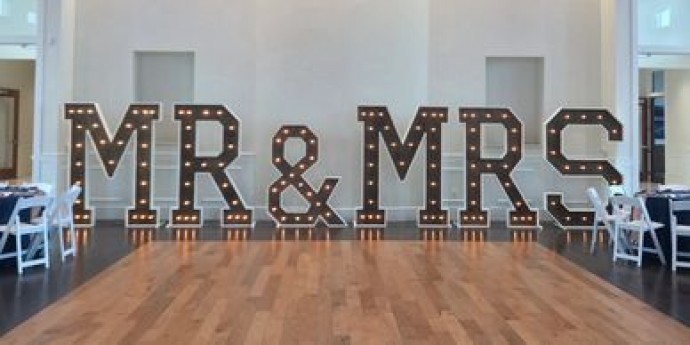 6' Marquee MR & MRS Sign Two-Toned
