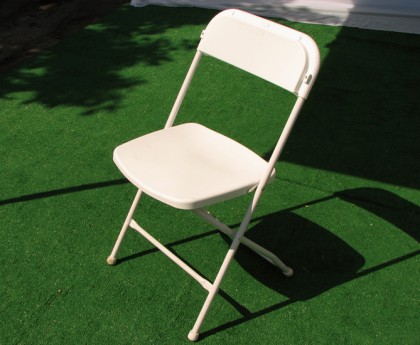 White plastic rental chair