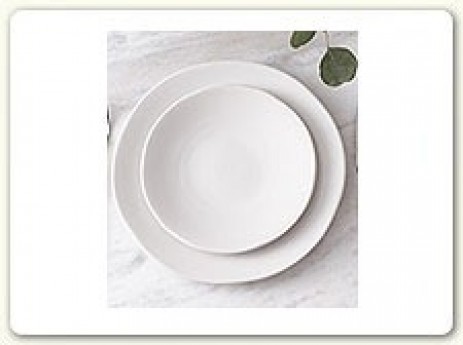 Heirloom; Look of ceramic, matte linen, coupe style