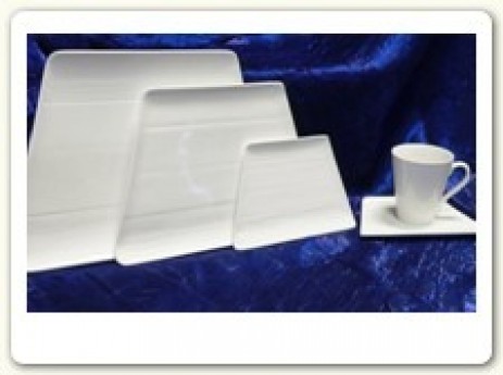 Trapezoid; White china with angled sides