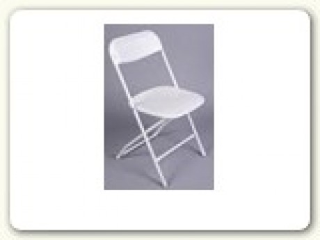 Folding Chair; White W/ White Metal Frame
