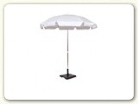 Patio Umbrella; White Vinyl, With Stand, Tilting 7' Span,