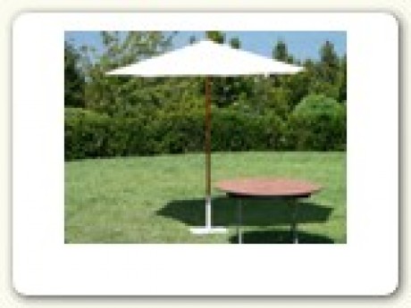 Market Umbrella; Oatmeal Canvas, With Stand, 8' Span