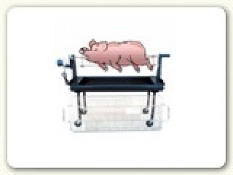 Rotisserie; 2' x 5', charcoal, holds 75 lb. pig or lamb.