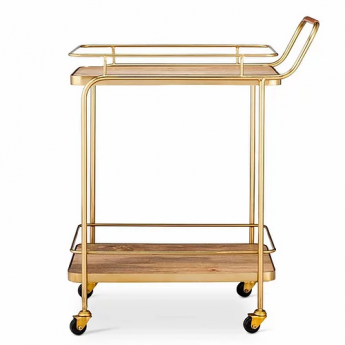 Gold And Wood Bar Cart