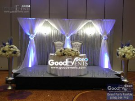 Backdrop #2 (10' w x 7' h) Silver sequins and white + Chandeliers
