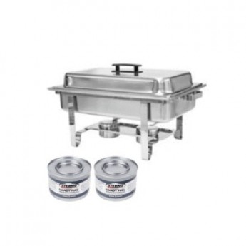 Chafer, Full Size 8 qt Welded Stainless Steel with 2 fuel-sterno included (2hr each)