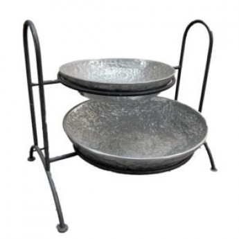 Two Tier Hammered Round Plate Stand