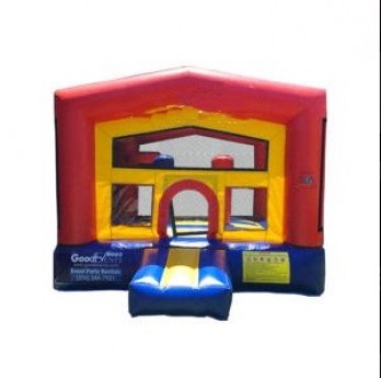 KK – Small bouncer RYB 11'x11'x8' for Indoors/Venue (no roof) – with basketball hoop and 2 pops obstacles, add any front theme specify in notes