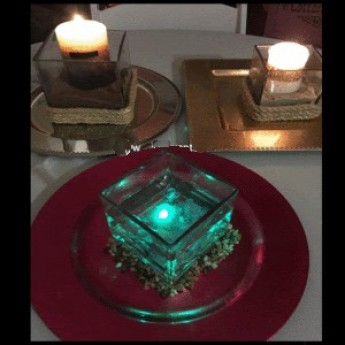Centerpiece – Glass Cube with a light