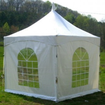 10' x 10' High Peak Tent With Window Walls, Include Set Up & Take Down – Barrels for Tie Down Equipment is Extra