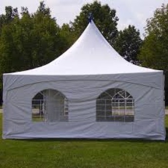 20' x 20' High Peak Tent with Window Walls, Include Set Up & Take Down – Barrels for Tie Down Equipment is Extra
